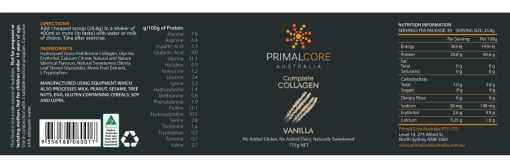 Collagen Complete Nutritional Information - Vanilla